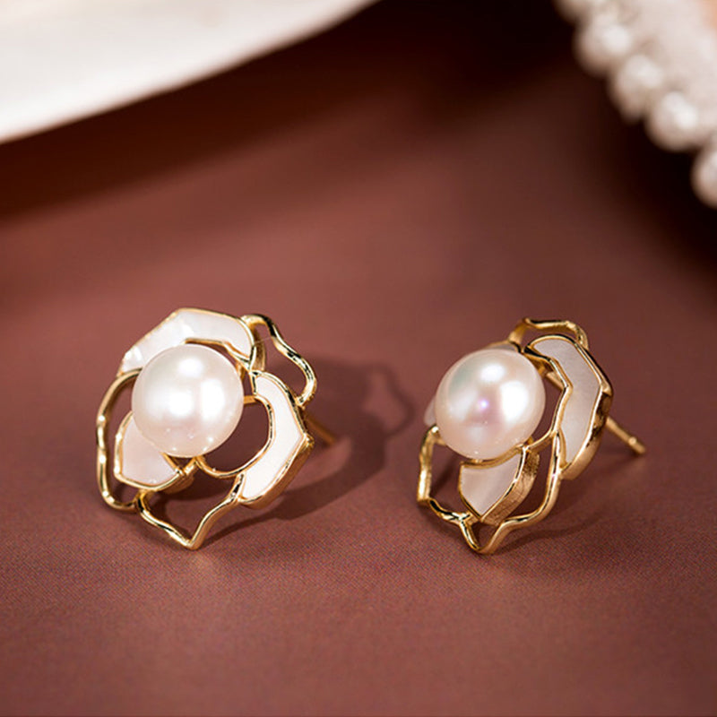Camellia Pearl Earrings