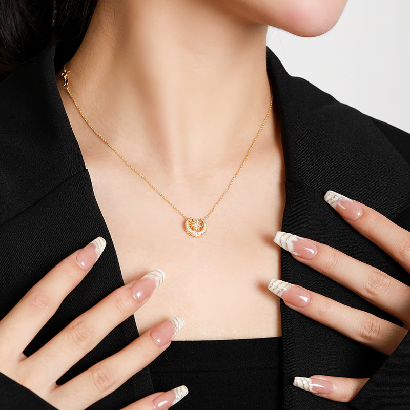 Gold Star and Moon Necklace