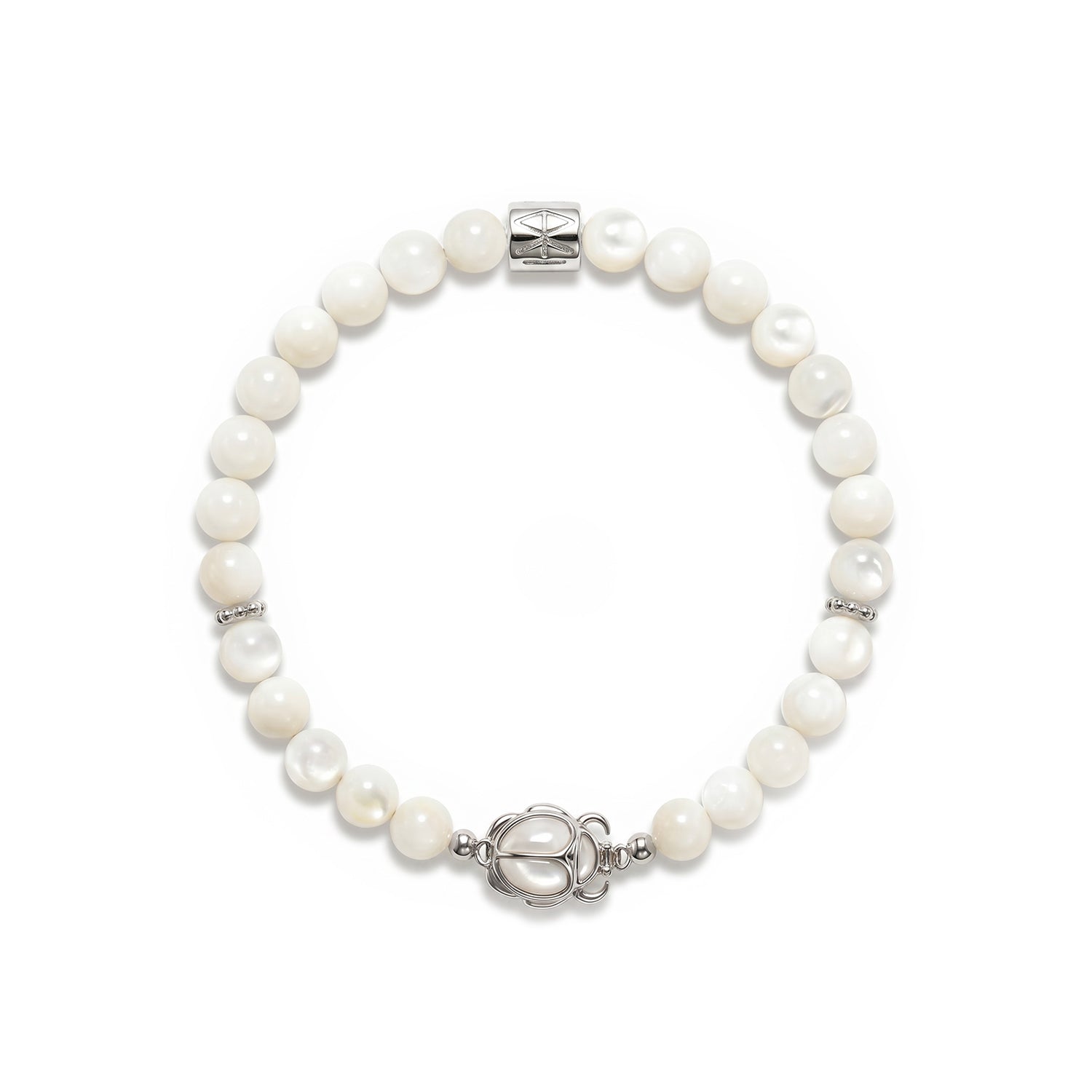 Mother of Pearl Silver Scarab Bracelet