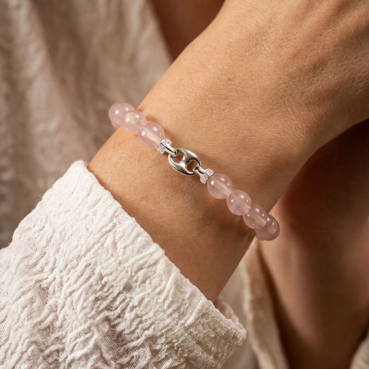 Rose Quartz Lucky Symbol Bracelet