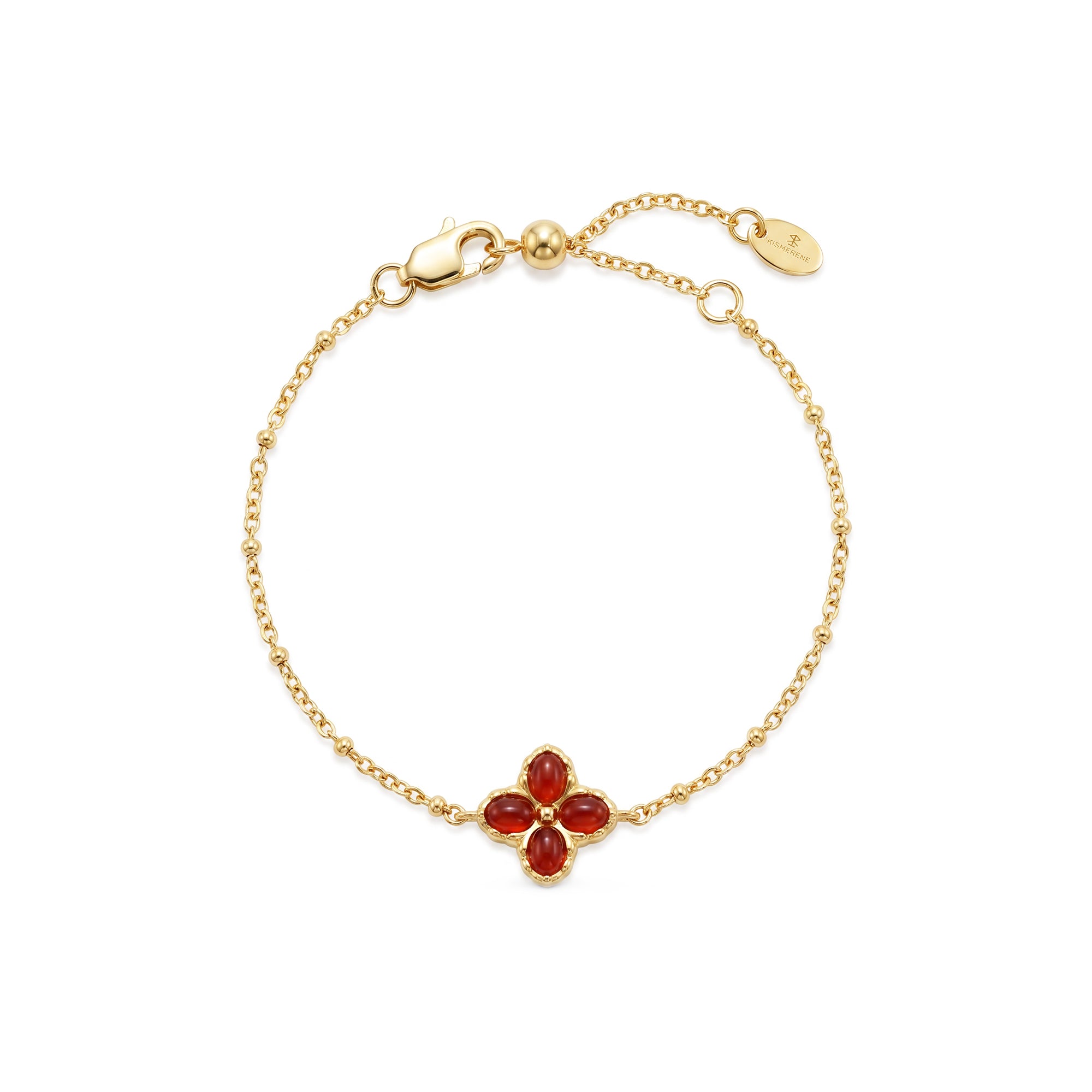 Red Agate Floral Chain Bracelet