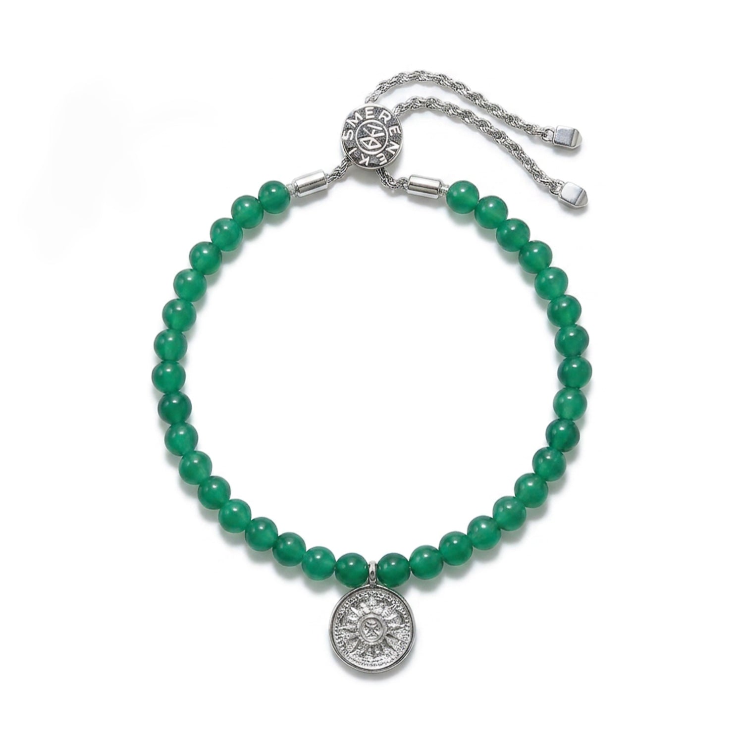 Green Agate Sun Charm Bracelet