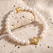 Gold Plated Pearl Crest Bracelet