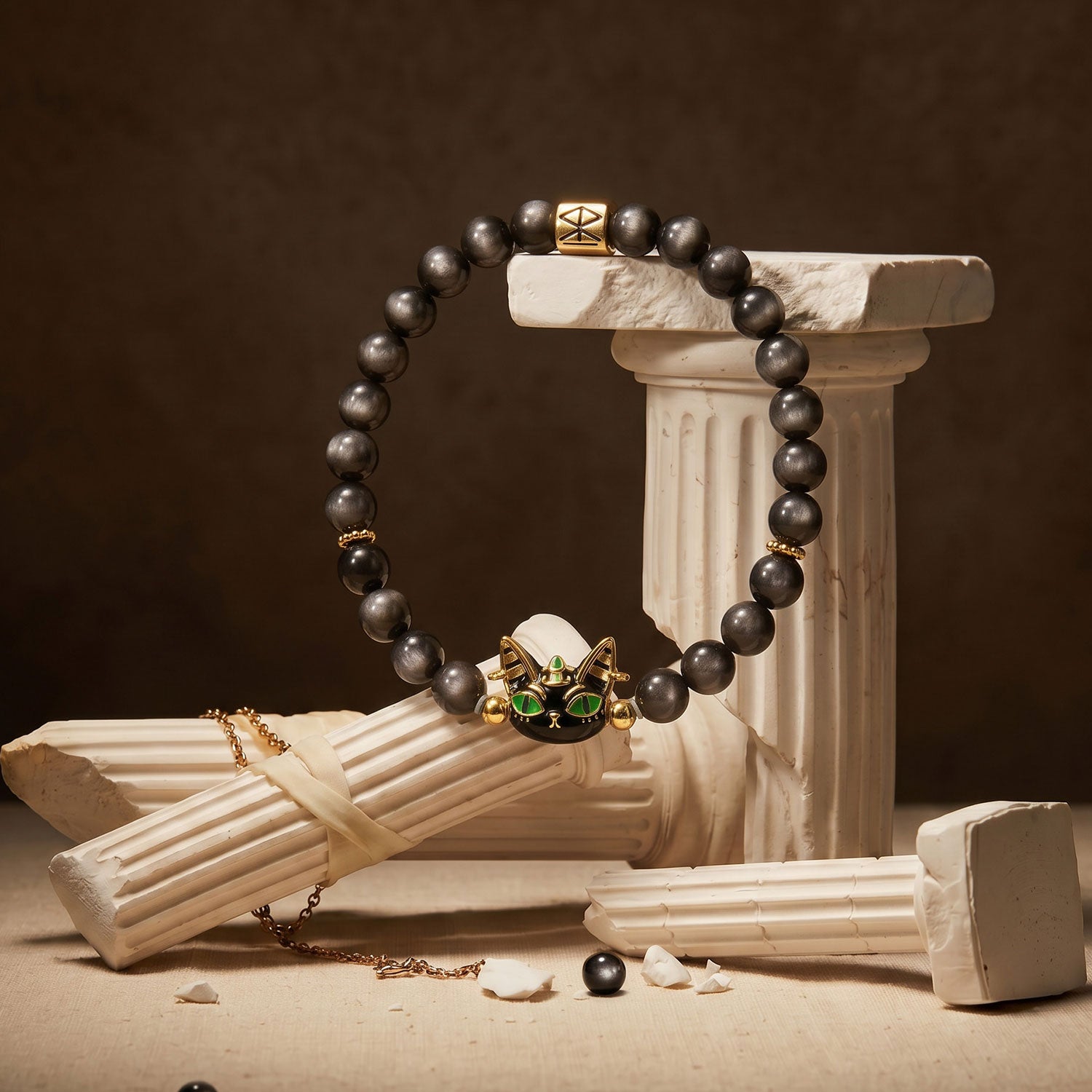 Obsidian Bastet Bracelet