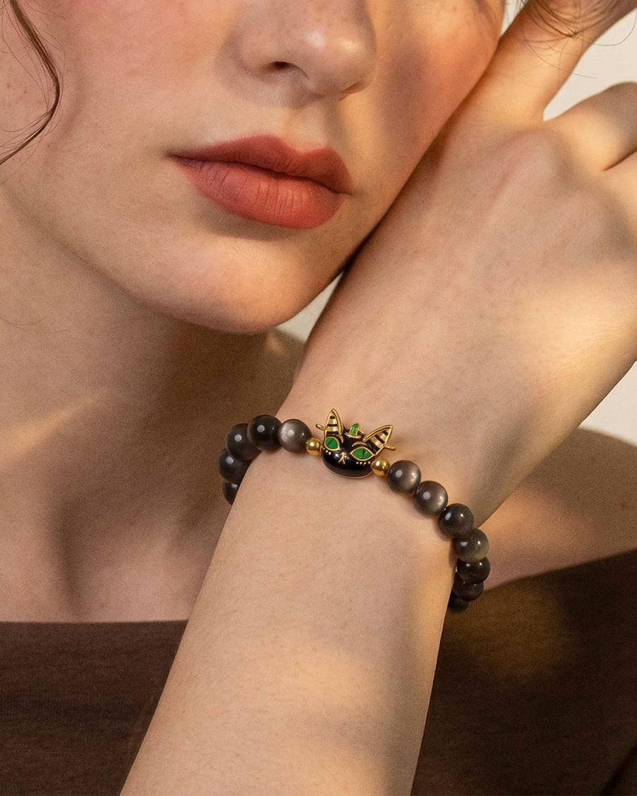 Obsidian Bastet Bracelet