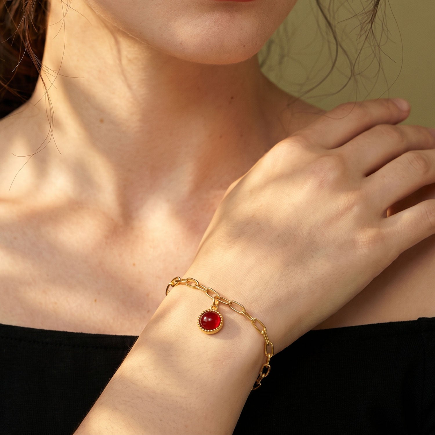Red Agate Charm Pendant