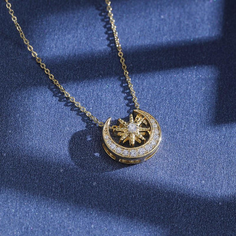 Gold Star and Moon Necklace