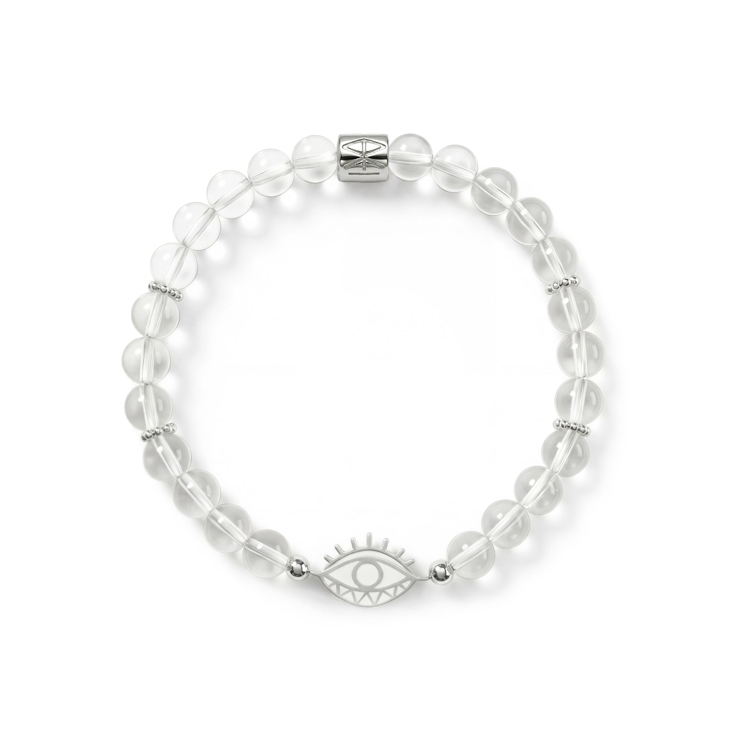 Clear Quartz Silver Evil Eye Bracelet