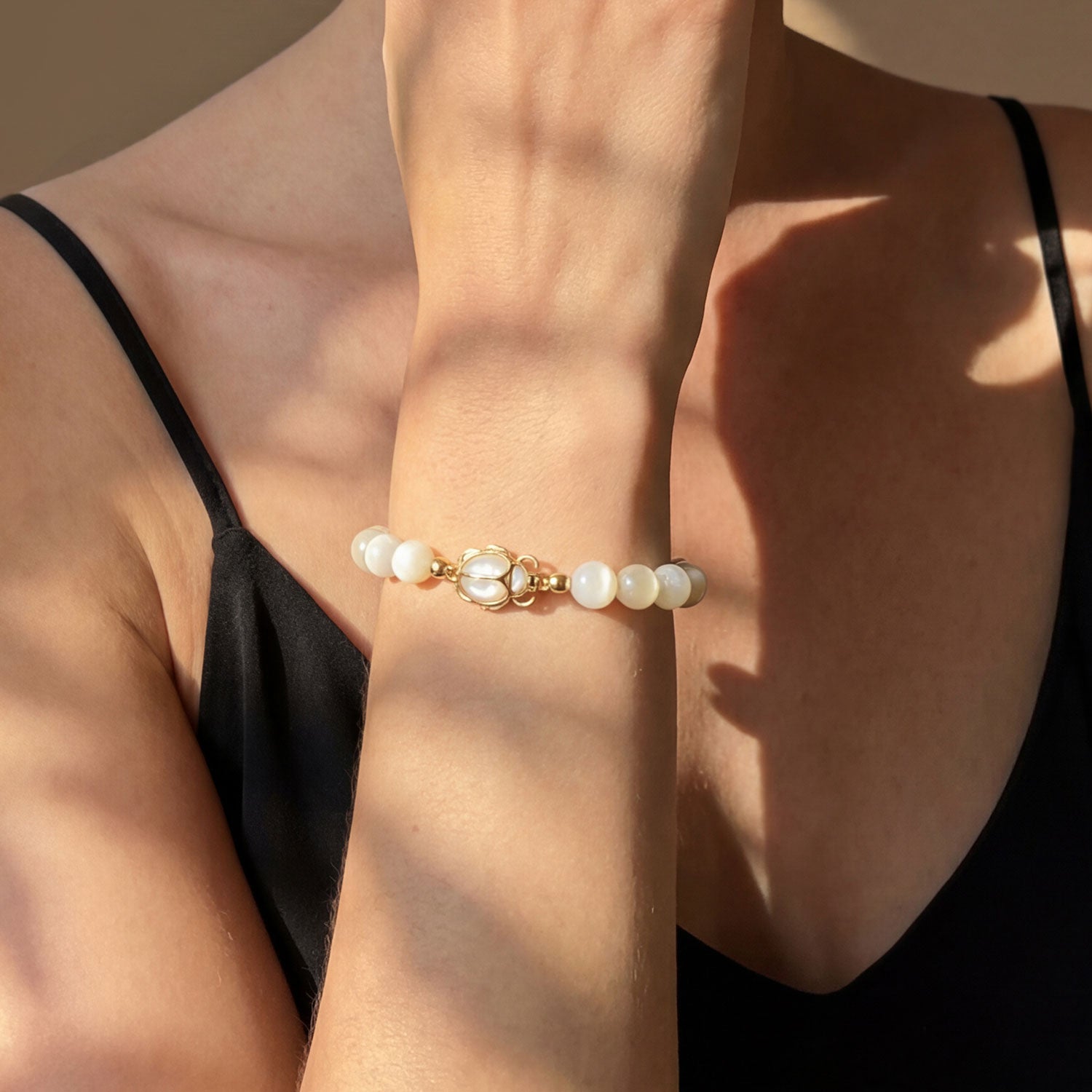 Mother of Pearl Scarab Bracelet