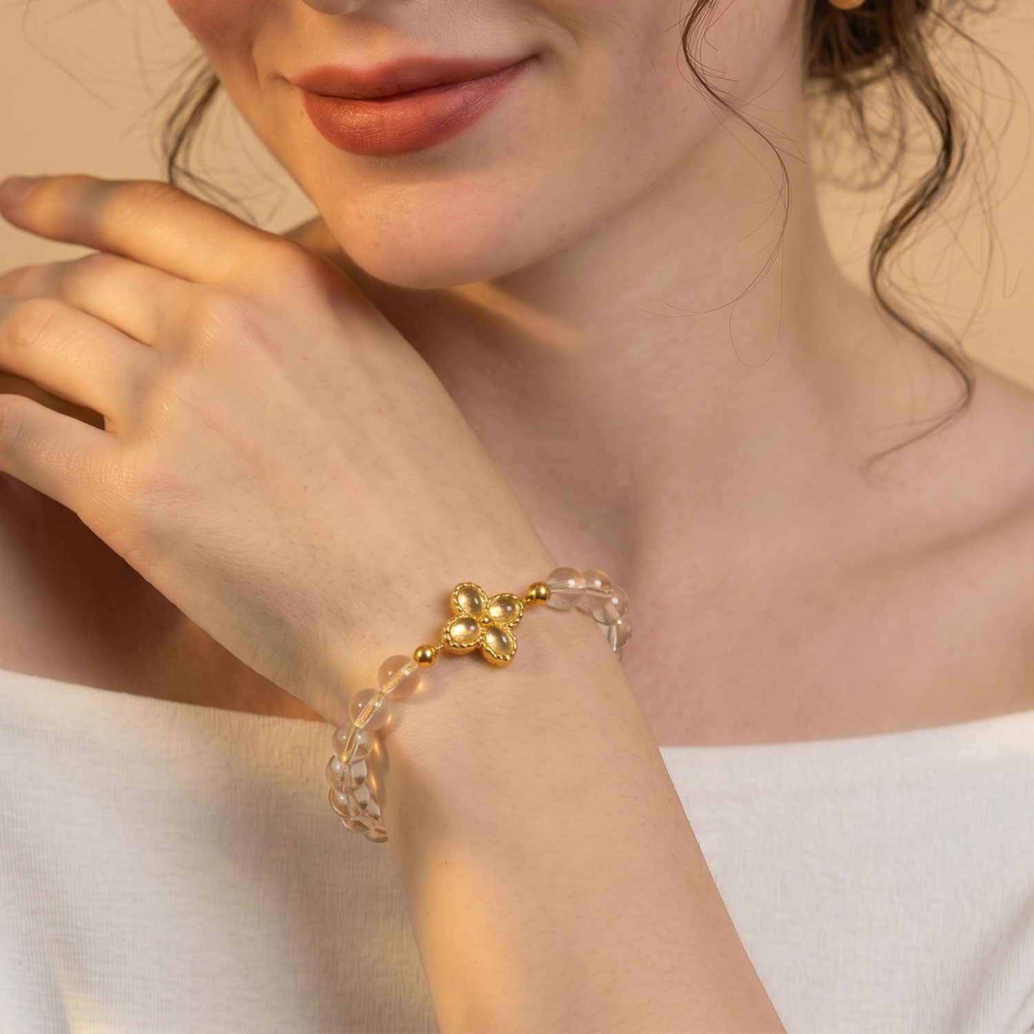 Lemon Citrine Lucky clover Bracelet
