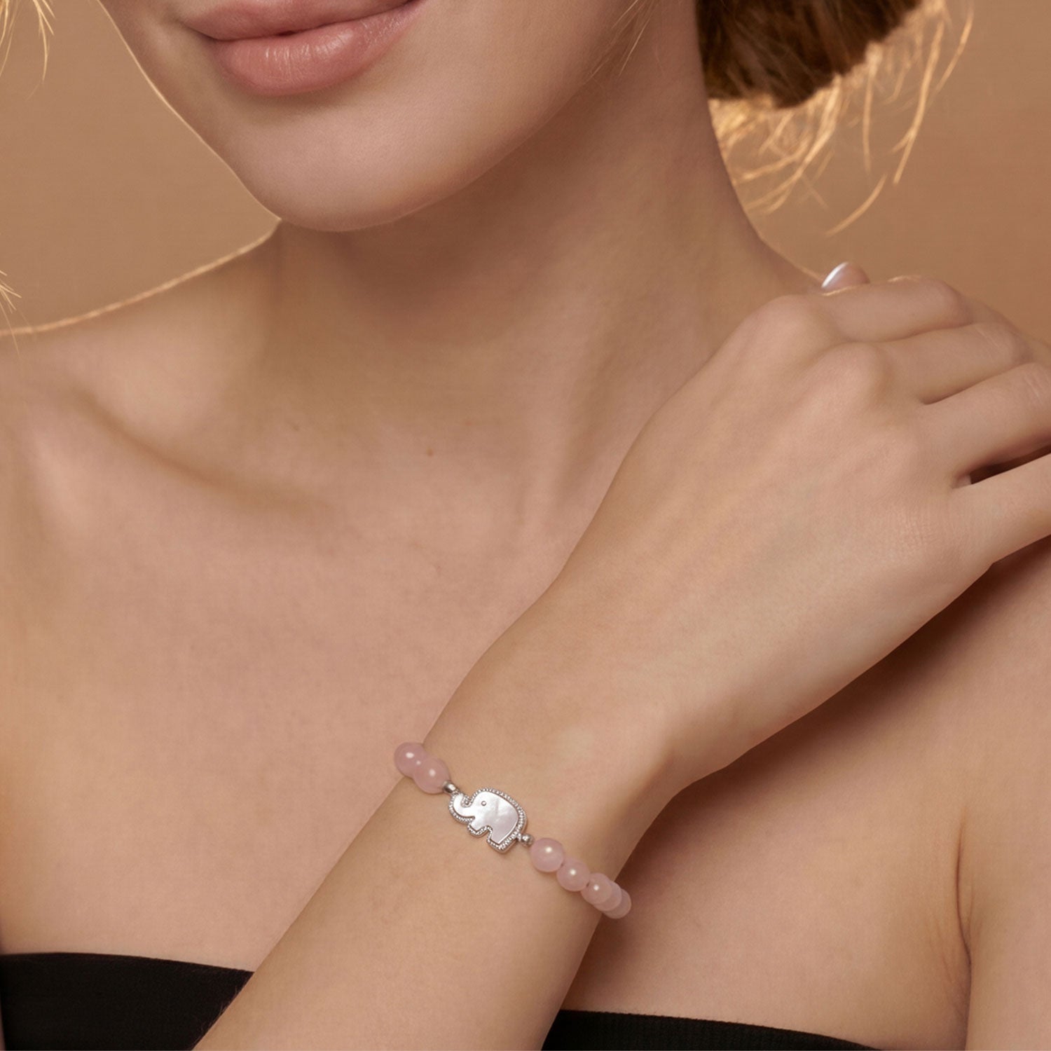 Rose Quartz Elephant Bracelet