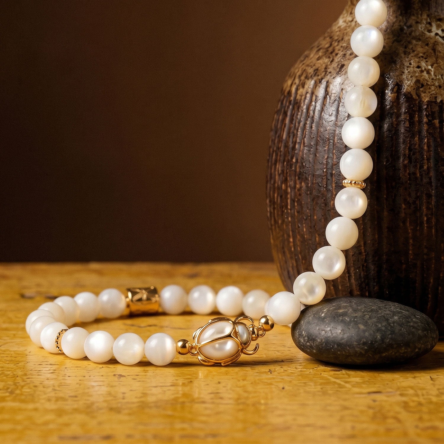 Mother of Pearl Scarab Bracelet
