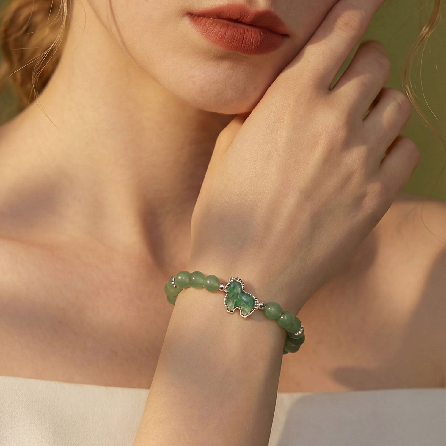 Green Agate Horse Bracelet