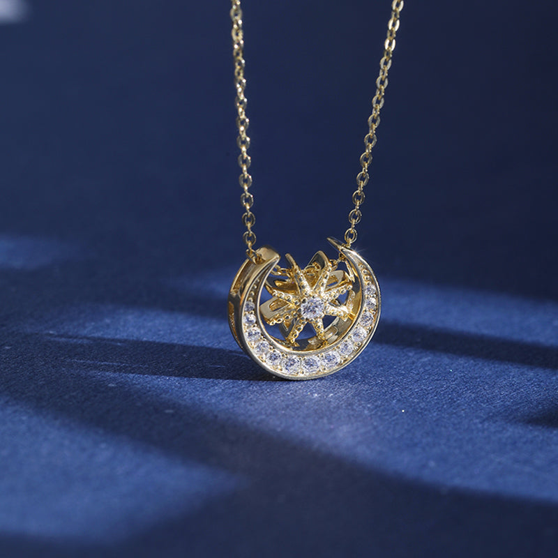 Gold Star and Moon Necklace