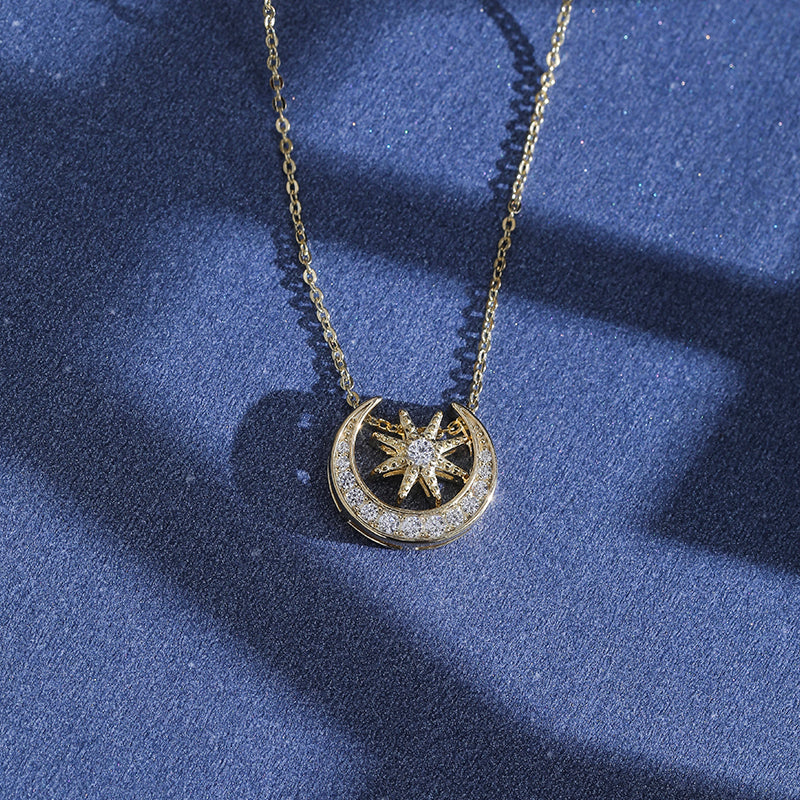Gold Star and Moon Necklace