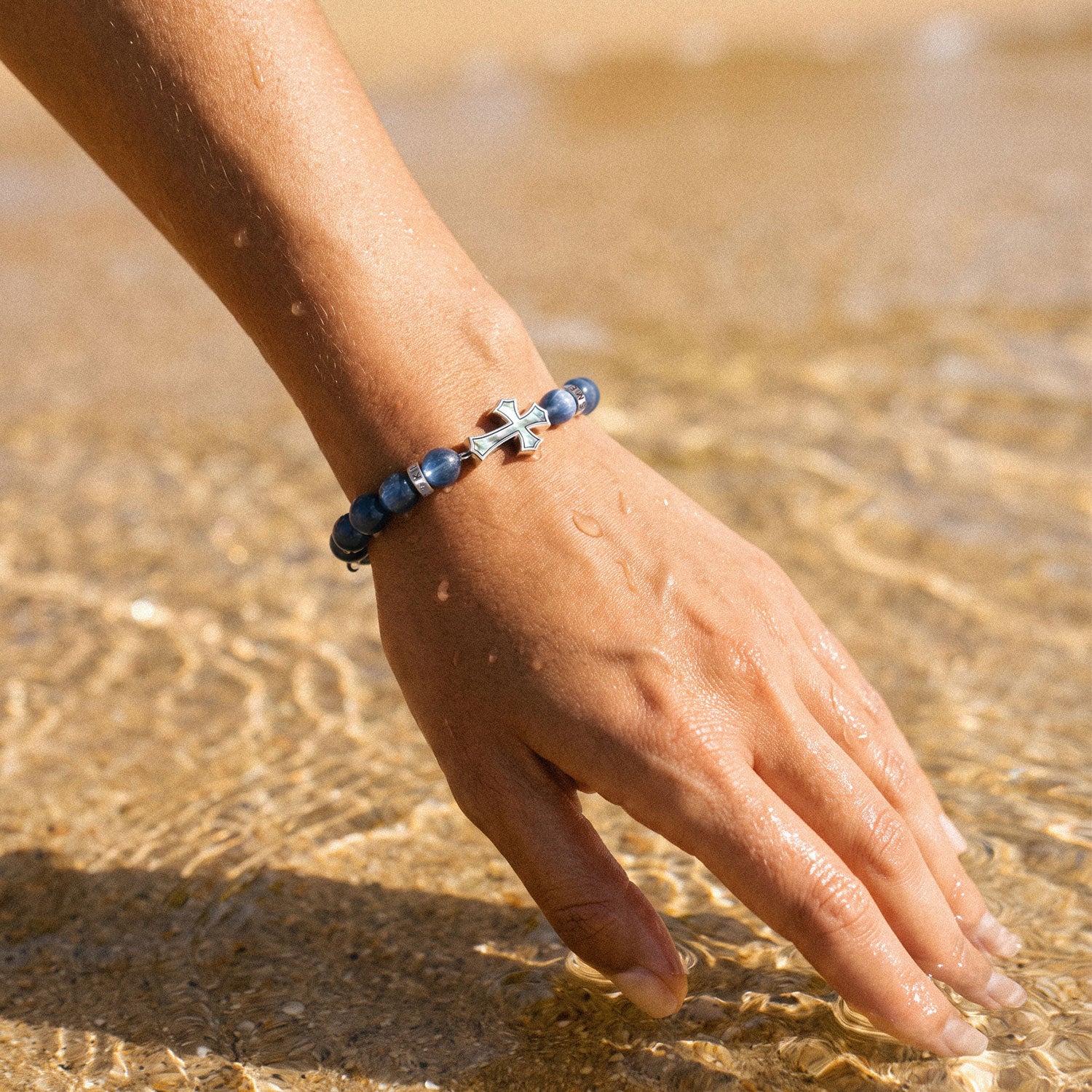 Silver Kyanite Cross Bracelet