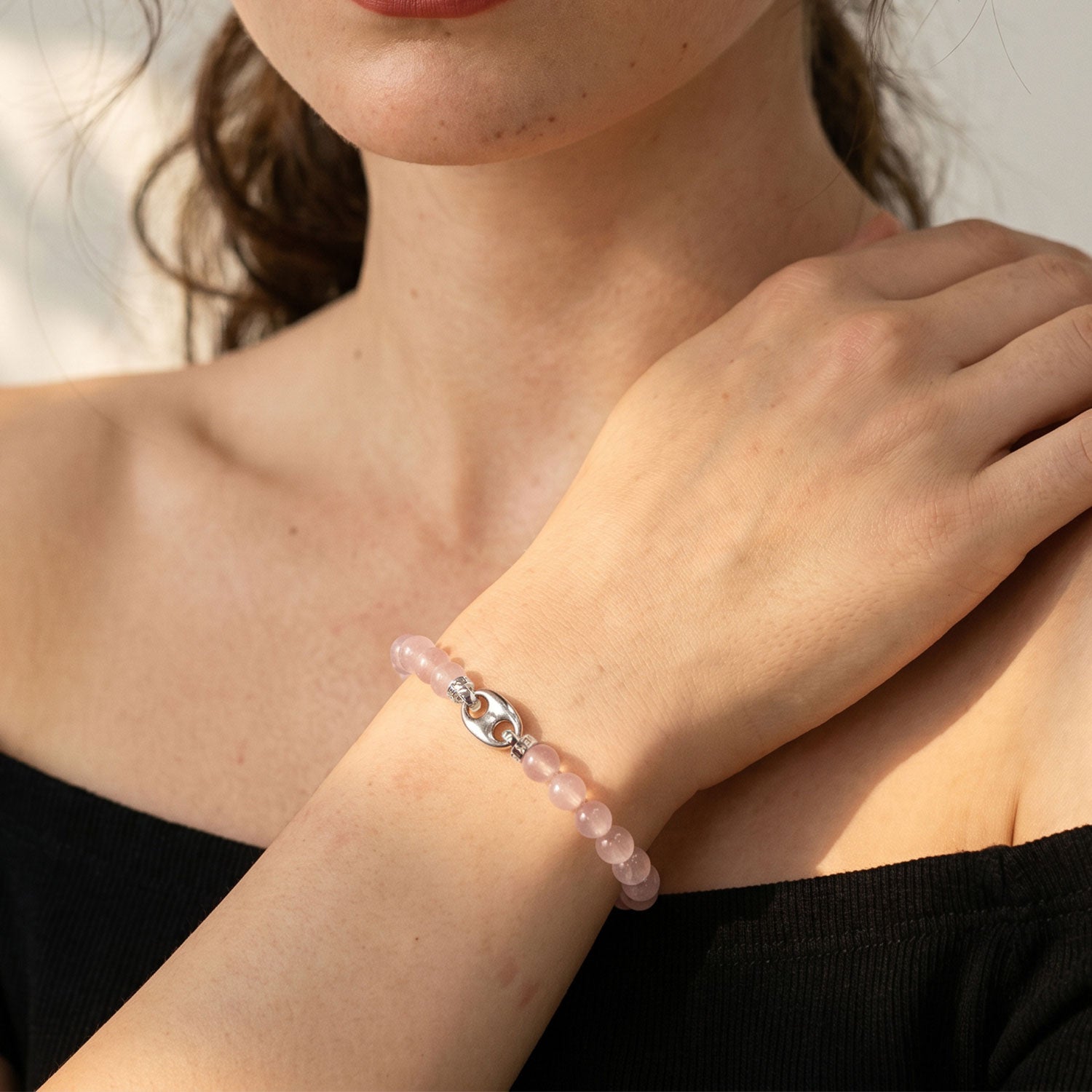 Rose Quartz Lucky Symbol Bracelet