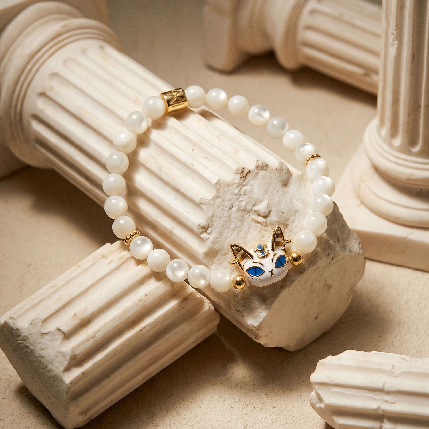 Mother of Pearl Bastet Bracelet