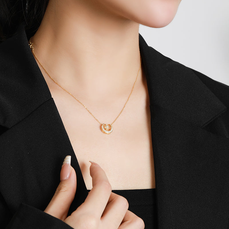 Gold Star and Moon Necklace