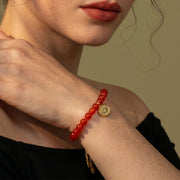 Red Agate Sun Charm Bracelet