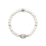 Mother of Pearl Silver Scarab Bracelet