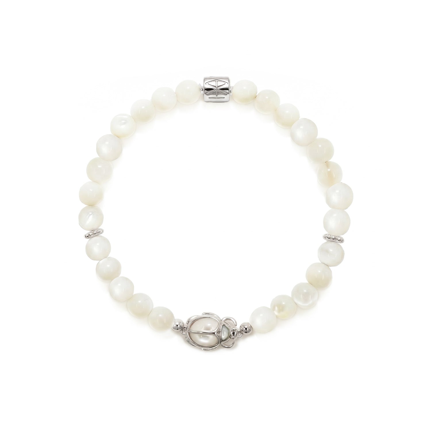 Silver Mother of Pearl Scarab Bracelet