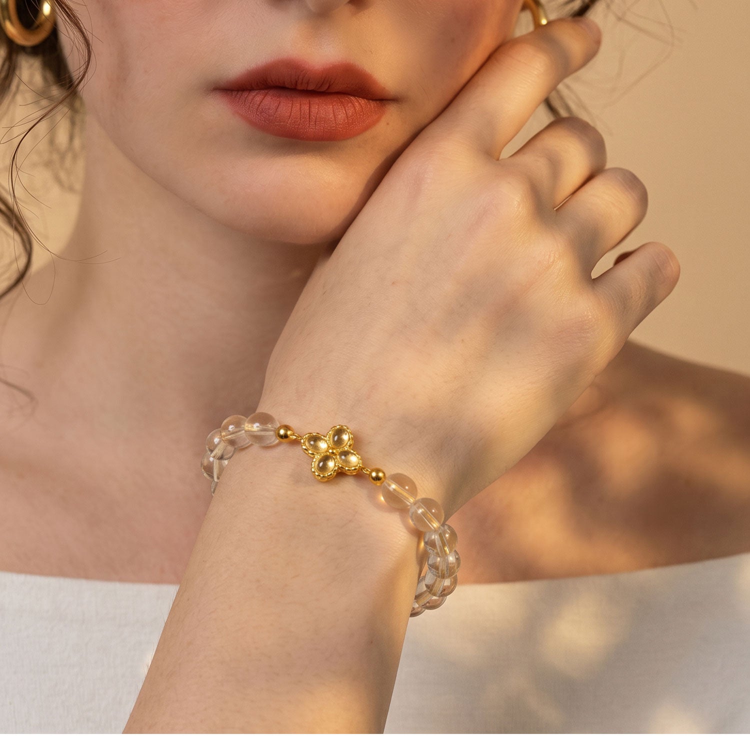 Lemon Citrine Lucky clover Bracelet