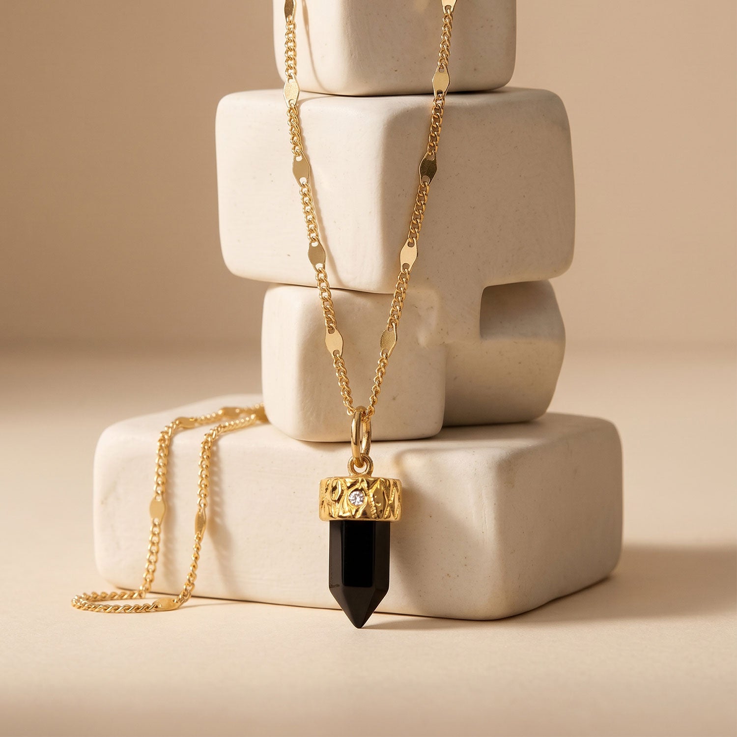 Obsidian Pendant Necklace