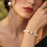 Silver Mother of Pearl Scarab Bracelet