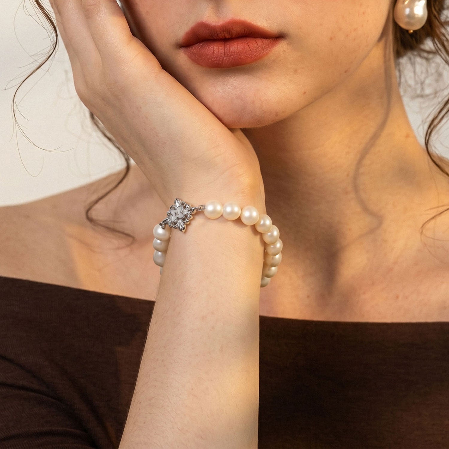 Sterling Silver Pearl Crest Bracelet