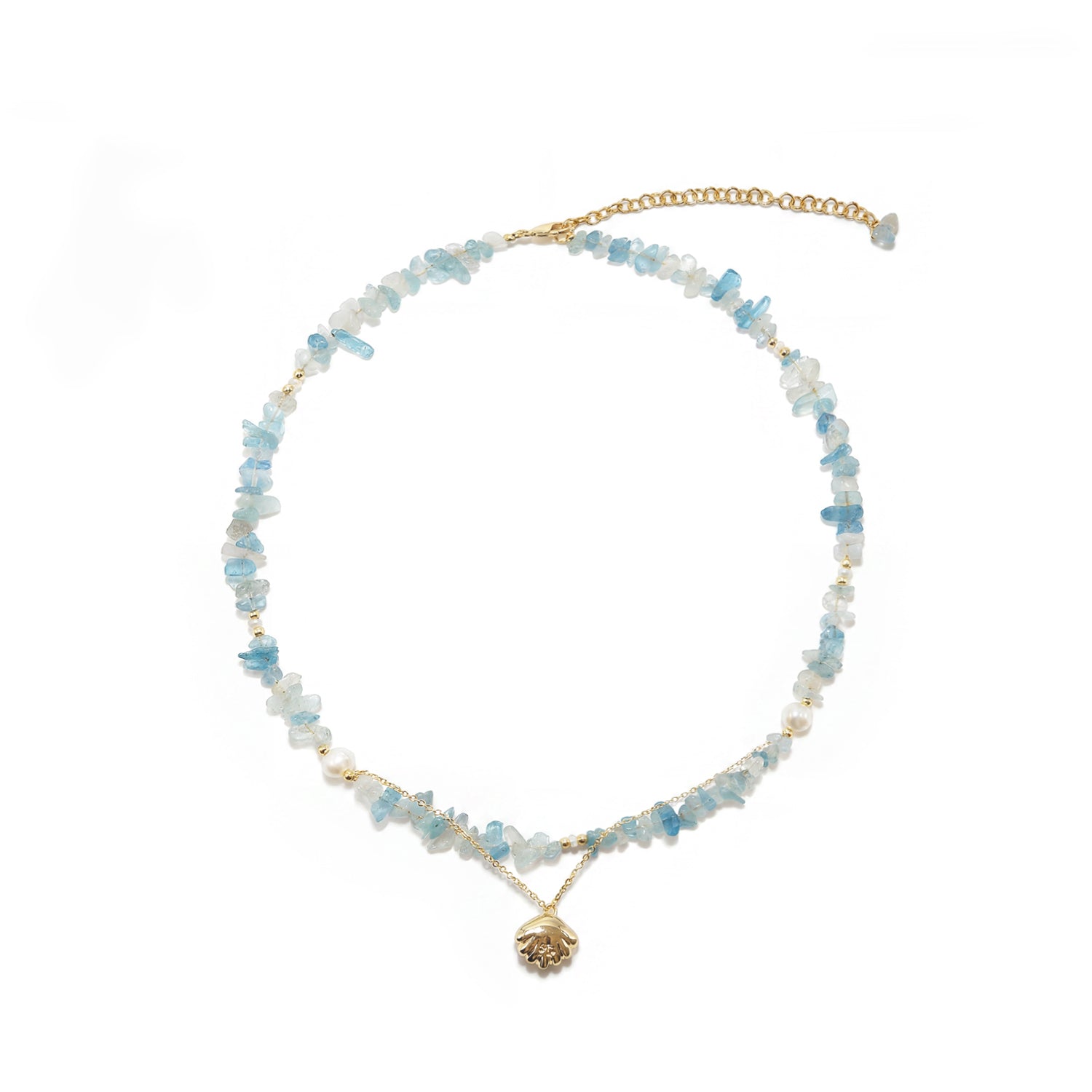 Aquamarine Shell Necklace