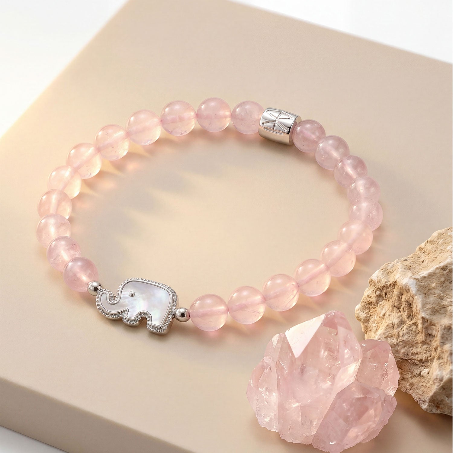 Rose Quartz Elephant Bracelet
