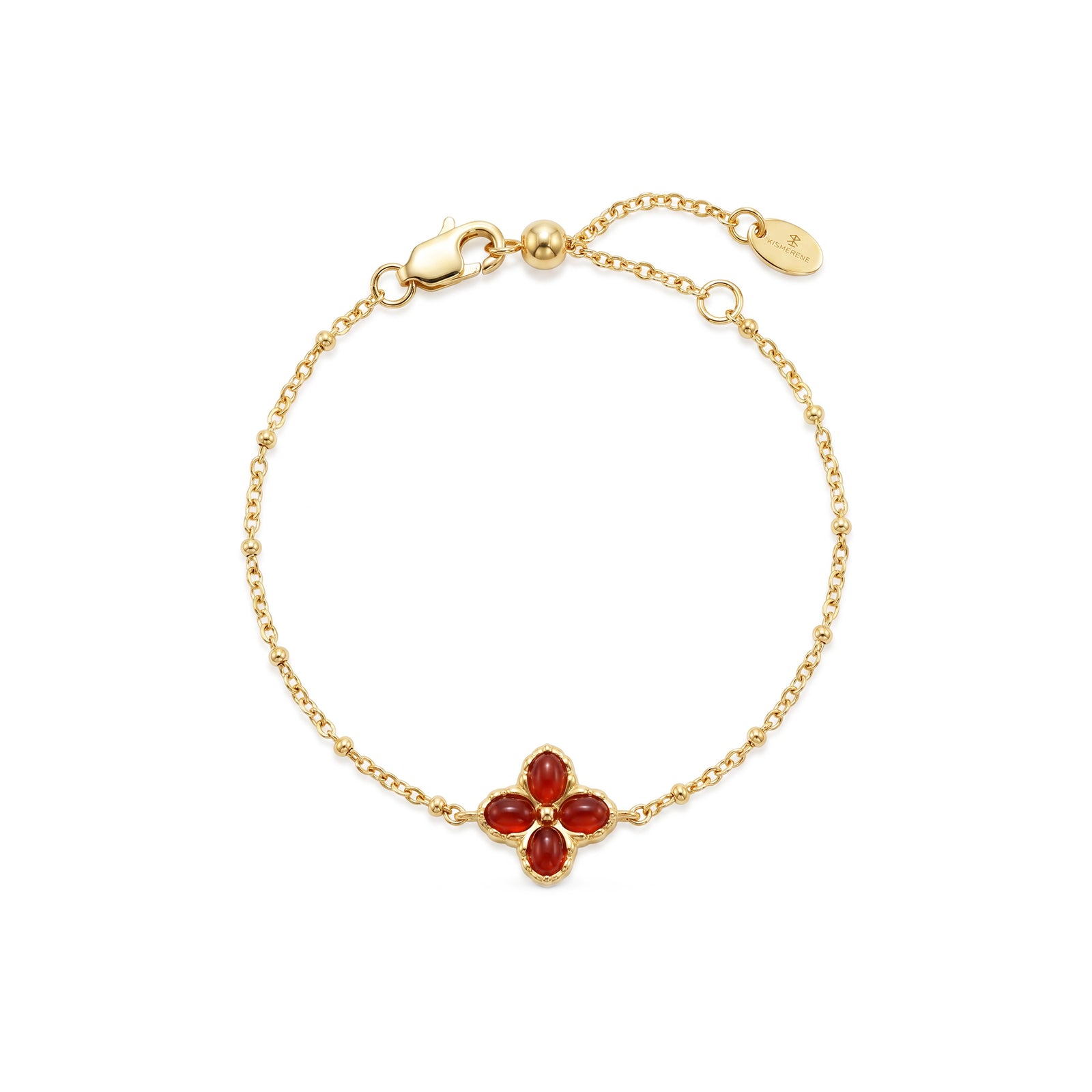 Red Agate Floral Chain Bracelet