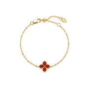 Red Agate Floral Chain Bracelet
