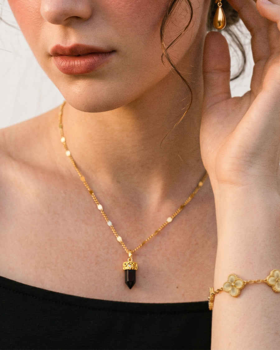 Obsidian Pendant Necklace